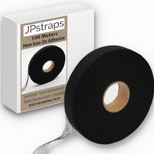 JPstraps Ruban adhésif double face pour ourlets (100 m x 20 mm) pour tissu, rideaux, pantalons, jeans, rives, patchs et uniformes