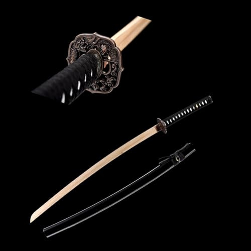 HJHUUA 103 cm bokken, naturlig bambu katana med foder, handgjorda samurai-svärd för cosplay, display, samling, Kendo-träning, heminredning