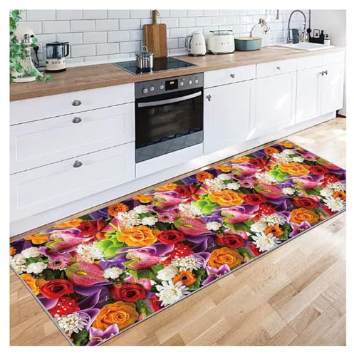 Siunwdiy Alfombras de Pasillo por 2 Metros,Alfombra Cocina, Antideslizante, Lavable,Coloridas, Abstracto, Antideslizante, Moderna, poliéster,para Entrada, Pasillo, salón, Alfombra,40X200CM