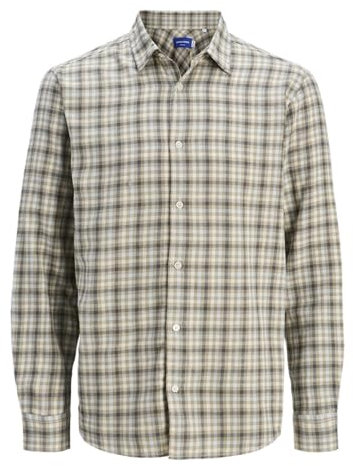 JACK & JONES Check Shirt Jorjoshua Ls Ln Chemise à Carreaux en Flanelle, Beige foncé, L Hommes