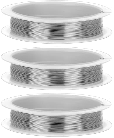 Giantree Alambre de 0,4 mm x 10 m, 3 rollos de alambre plateado para manualidades, joyas, alambre de aluminio, alambre para modelar, alambre inoxidable para hacer joyas, manualidades