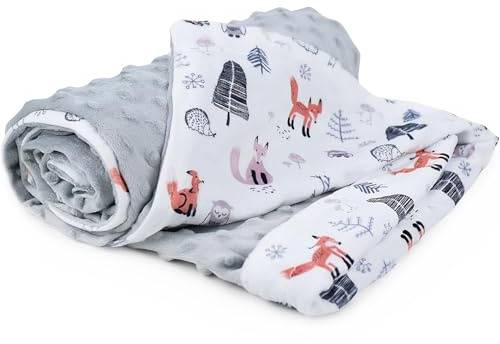 CUEMOON Babydecke, 75 x 100 cm, Babydecke, beruhigende Babydecke, verdickte und superweiche Babybettdecke für Jungen und Mädchen, grüner Dinosaurier, Hirsch,Eulen