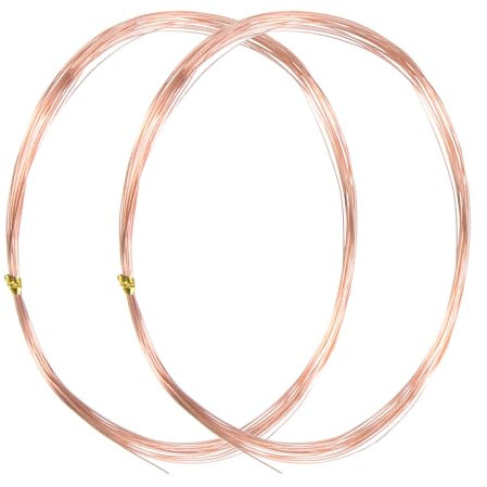 M METERXITY 2-Rotoli Filo Rame Morbido 99,9%, 27 Calibri 16Ft Filo Rame Puro per Fai da Te, Creazione Gioielli, Giardinaggio, Piante, Perline, Filo per Artigianato [0,35mm, 5M Ciascuno]