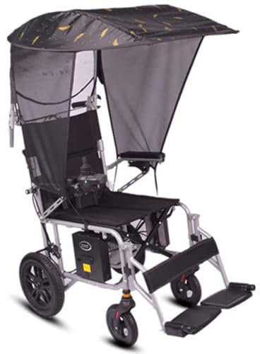 BUBANDI Universal-Markise für elektrische Rollstühle, UV-beständiger Sonnenschutz-Regenschutz, für die meisten Rollstühle,Summer,Without Handle