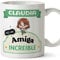 MUGFFINS Tazas Personalizadas para AMIGA - En Español - Eres increíble - Kawaii - 11 oz / 330 ml - Regalo personalizable original y divertido