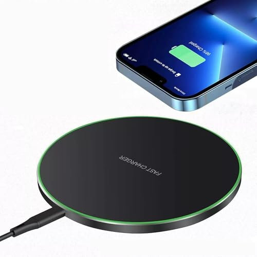 15W Wireless Charger, Wireless Charging Pad for iPhone 16/15/14/13/12/11 Pro/Pro Max/XS Max/XR/SE, Wireless Charging Mat Station for Samsung Galaxy S25/S22/S21S20/S10/S9/Note10/9, AirPods 2 (Black)