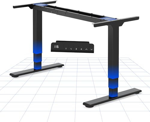 FLEXISPOT Höhenverstellbares Tischgestell, Doppelmotor und 3-stufige Beine, 60-125cm Höhenverstellung Tischgestell mit LED-Höhenanzeige, 4 Memory-Positionen und Kollisionsschutz (Nobel Schwarz)
