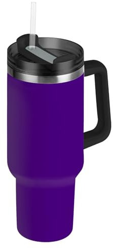 RPLIFE Vaso índigo con asa, acero inoxidable de 40 onzas, vaso aislado con tapa para mujeres y hombres de viaje