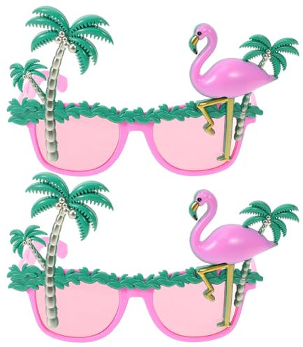 Garneck 2 Stück Brillen Im Flamingo-Design Lustige Kokosnussbaum-Brillen Hawaii-Party-Brillen Strand-Foto-Requisiten Brillen