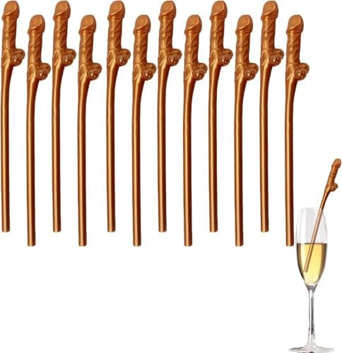 Rosegold Party Straws,10PCS Hen Party Naughty Drinking Straws Chick,Reusable Straws for Parties, Girls Cocktail Night Novelty Party Accessories for Bar Bachelorette Party Birthday Wedding