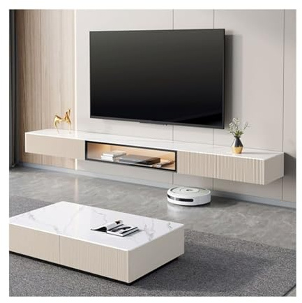 mensole galleggianti Mobile TV galleggiante Mobile TV a parete Tavolo in ardesia Centro di intrattenimento galleggiante Console for Smart TV for soggiorno Camera da letto mobile da parete per TV(Bianc