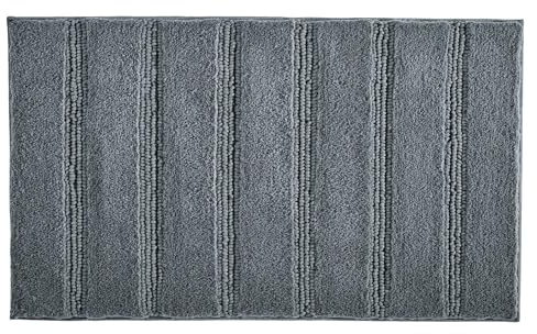 Kleine Wolke Badteppich Monrovia Schiefer 80 x 140 cm | OEKO-TEX zertifiziert, rutschhemmende Unterseite, für Fußbodenheizung, maschinenwaschbar, 100% Polyester