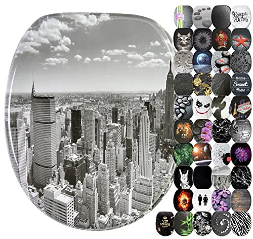 Sanilo Sedile WC con chiusura ammortizzata, grande scelta di copriwater neri da legno robusto e di alta qualità (Skyline New York)