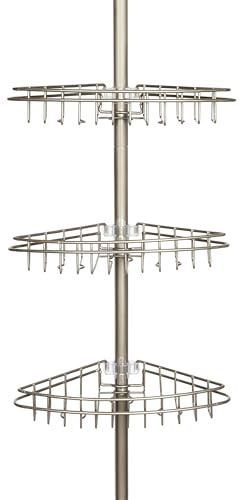 Kenney 3-Tier Tension Pole Shower Caddy with Stainless Steel Baskets