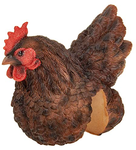 SIDCO Zaunhocker Kantenhocker Huhn Dunkelbraun Zaunhuhn Henne Gartenfigur Garten Deko