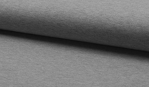 French Terry Sweatshirtstoff in Hellgrau Melange als Meterware zum Nähen, 50 cm