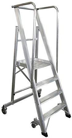 KTL Escalera Plegable con Plataforma y guardacuerpos 4 peldaños móvil Profesional Serie 2XL-s