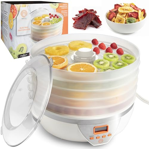 MasterChef Food Dehydrator w 5 Trays and Digital Temperature Controls- Dehydrating Machine includes FREE Recipe Guide- Overheating Protection + 8L Capacity- Dry Fruits, Vegetables Beef Jerky and More