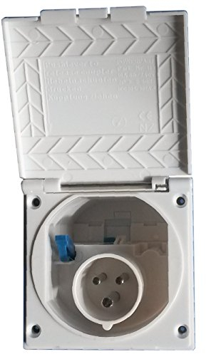 CEE Steckdose für Wohnmobil Caravan bzw. Wohnwagen * Farbe: Signalweiß * Einbaustecker Einbausteckdose Stromanschluss Einspeisungsstecker Einspeisungssteckdose Anschlussdose