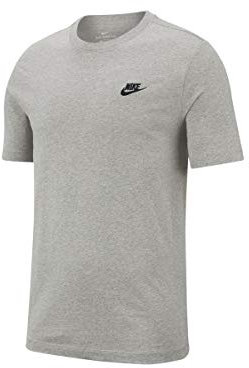 NIKE Men's Sportswear Club T shirt, Dk Grey Heather/(Black), XS UK