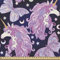 ABAKUHAUS Einhorn Gewebe als Meterware, Schmetterling Sterne Monde, Dicht Gewebter Stoff zum Nähen Polster Wohnaccessoires, 3M (148x300cm), Schwarz Lila