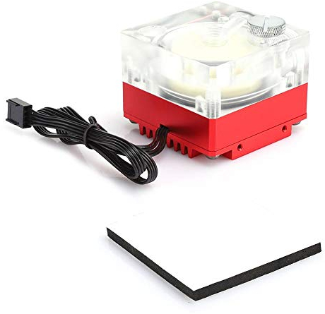 Dpofirs 500L/H Wasserkühlpumpe für PC CPU Pumpe Flüssigkeitskühlung Acryl Aluminium Computerzubehör Kühlkörper stumm für PWM Steuerung 9,6 W G1/4 Gewinde CPU Wasserkühlungspumpe(Red)