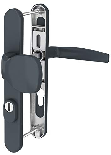 Schmalrahmengarnitur mit Kernziehschutz Anthrazit RAL7016 92mm Nebeneingangstürbeschlag Haustürbeschlag Langschildgarnitur Profilzylinder Lochung Türdrücker (Knopf/Drücker, Türstärke 71-86mm)