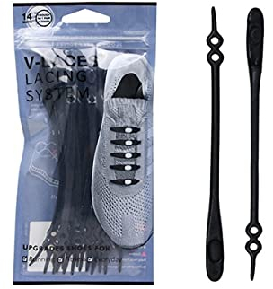 Gotosee Moda 14 Pcs Lacci Silicone Lazy Tie-Free per Scarpe - Rotondi per Sneakers - Unisex Arcobaleno, Nero - Taglia Unica