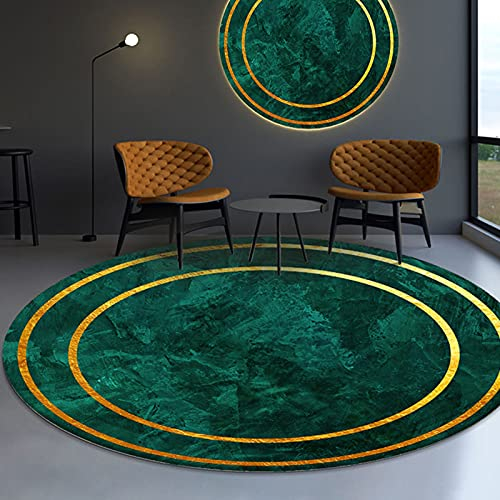 Grünen Gold Rundfläche Teppiche für Wohnzimmer Schlafzimmer Nachtwaschbare Teppich Circular Sofa Decke Boden Dekor Matten 80 cm 100 cm 120 cm 140 cm 160cm 180 cm 200 cm (Size : Durchmesser 200cm)