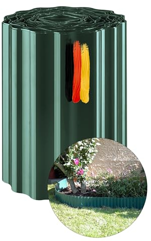 Novatool Bordo per aiuole, 15 cm di altezza, 9 metri, verde, bordatura per aiuole, bordatura per aiuole, bordatura per prato, bordo per aiuole