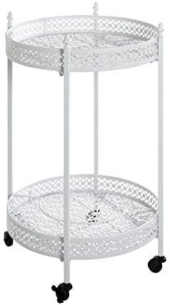 HAKU Möbel Servierwagen weiß, Metall - Maße: H 74 cm x Ø 45 cm, Style: Coastal Furniture