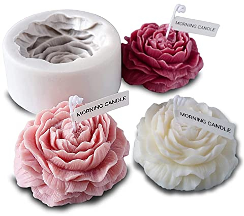 DanLink Groß Pfingstrose Silikonform, 3D DIY Silikonform Kerzen Gießen Formen, Lebensmittelqualität Blume Kerzenform für Sojawachs Bienenwachs Aromatherapie Schokolade Handgemachtes Geschenk Kerze Kit