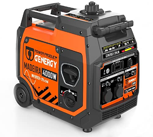 GENERGY Generador de energía inversor de gasolina con 4000 W máx. 3600 W de corriente limpia, silencioso y ligero, con depósito de 35 kg, 8 L, generador de corriente de emergencia, generador,