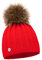ELIMELI Mütze Damen Winter warme Strickmütze Wollmütze mit Kaschmir Wintermütze mit Kunstfell Bommel Slouch Strick Beanie Damen für Winter Bommelmütze Hergestellt in EU Farbenauswahl (Rot)