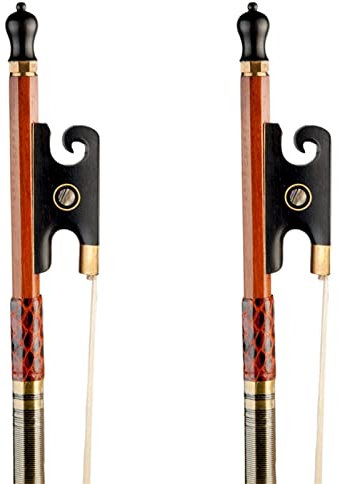 Bogen für Violine 2 Stück Fernambuk-Violinbögen 4/4 Full Size Ox Horn Frog Pattern Inlay White Mongolia Rosshaar