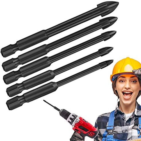 Masonry Drill Kit | 5PCS Effective Universal Drilling Tool,Carbide Tip Work with Ceramic Tile, Wall Mirror Drill Set for Tile, Brick, Glass and Wood Tumotsit
