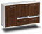 Lqliving Sideboard Lancaster, Korpus in Weiss matt, Front im Holz-Design Walnuss (136x77x35cm), inkl. Metall Griffen, Wandmontage, Made in Germany