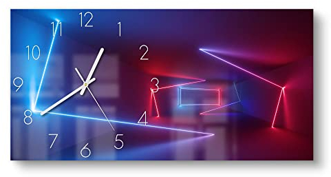 DEQORI Glasuhr | vertikal 60x30 cm | Motiv Ultraviolette Raumteiler | große XXL Design Uhr aus Glas | leise Wanduhr für Wohnzimmer & Küche | Moderne Hingucker Uhr für die Wand
