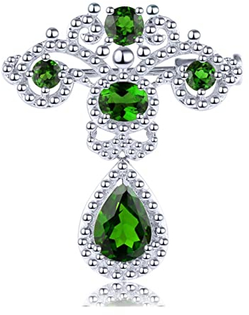 Yalych 2,95 Karat Granat-Amethyst-Edelstein-Brosche, natürliche, mehrfarbige Damen-Olive, Elegante Schmuck-Accessoires-Brosche Ropa Accesorios (Size : Natural Diopside)