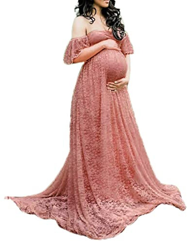 LAEMILIA Robe Grossesse Shooting Photo Robe Femme Enceinte Eté Robe Maternité Dentelle Tenue Grossesse Photographie Elégante pour Plage Mariage Soirée Cocktails Cérémonie S-XXL