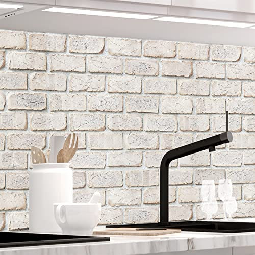 Stickerprofis Küchenrückwand Matt selbstklebend - GEKALKTE WAND - 0.5mm versteifte PET Folie, zuschneidbar, Spritzschutz PRO 60 x 400cm
