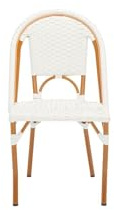 SAFAVIEH Outdoor - California Bistro Side Chair Set of 2 - White - Faux Wicker & Aluminum Frame - Woven Design - Ideal for Patio, Deck, Sunroom, Dining Area, 17.3 Seat Height (PAT7530C-SET2)
