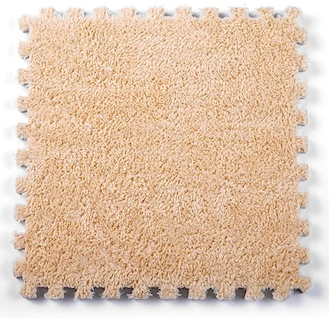 Ineinandergreifende Schaumstoff-Teppichfliesen, Flauschige Teppich-Bodenmatte, Schaumstoff-Puzzle-Spielmatte, 30 X 30 cm Weiche Teppichmatten Für Schlafzimmer Und Spielzim(Size:9Tiles,Color:Khaki)