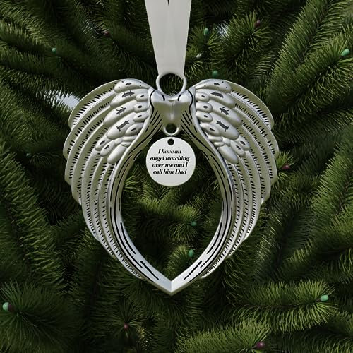 Weihnachtsschmuck, Engelsflügel, Gedenkgeschenke für verstorbene Liebste, personalisierte Ornamente – I Have an Angel Watching Over Me and I Call Him Dad, Weihnachtsbäume, hängende Gedenkdekoration