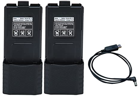 Walkie Talkie Battery, 3800mAh 2pcs Li Ion Battery Replacement for BAOFENG BF UV5R 5RA 5RB 5RC 5RD 5RO 5RE UV 5X3 UV 5RTP UV 5R Plus