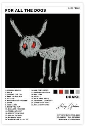 Drake Poster für alle Hunde, Albumcover-Poster, 1 Leinwand-Poster, Wandkunst, Dekordruck, Bild, Gemälde für Wohnzimmer, Schlafzimmer, Dekoration, 30 x 45 cm