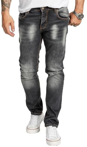 Rock Creek Herren Jeans Regular Fit Stretch Jeans Männerhose Herrenjeans Denim Hosen Herrenhose Straight Cut Stonewashed RC-2404 Dunkelgrau W33 L30