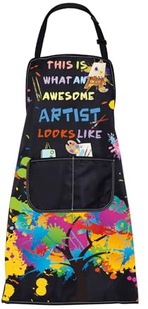 ENSIANTH Schürze für Künstler, Maler, Künstler, mit Taschen, Malerschürze, Geschenk, Kunstliebhaber, Geschenke für Kunstlehrer, Studenten, Künstlerschürze, M