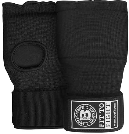 Bout3® Gel Innenhandschuhe Boxen für MMA Muay Thai Training Elastische Boxbandagen 80cm Lang, Kampfsport Sparring Lang Handbandagen Punchingbälle Handgelenkbandagen Punchinghandschuhe (Schwarz, L)