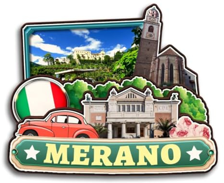 Kühlschrankmagnet aus Holz, Motiv: Meran, Trentino-Südtirol, Italien, lustig, 3D, handgefertigt, Stadt, Reise, Souvenirs, Basteln, Kühlschrankaufkleber, Heimbüro, Dekoration, Sammlung, Geschenk